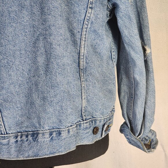 Levi Strauss Medium Wash Distressed Red Label Vintage Original Jean Jacket Sz S - Picture 13 of 16